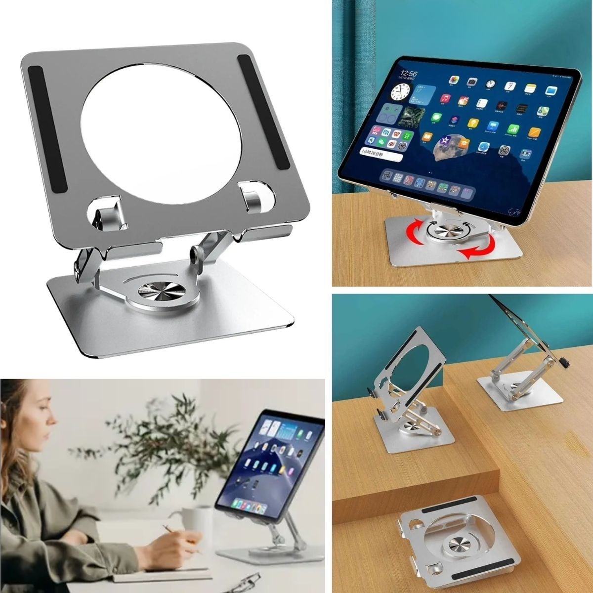 BUFFER® 360 Derece Dönebilen Yükseltilmiş Masaüstü Ayarlanabilir Metal Tablet Standı